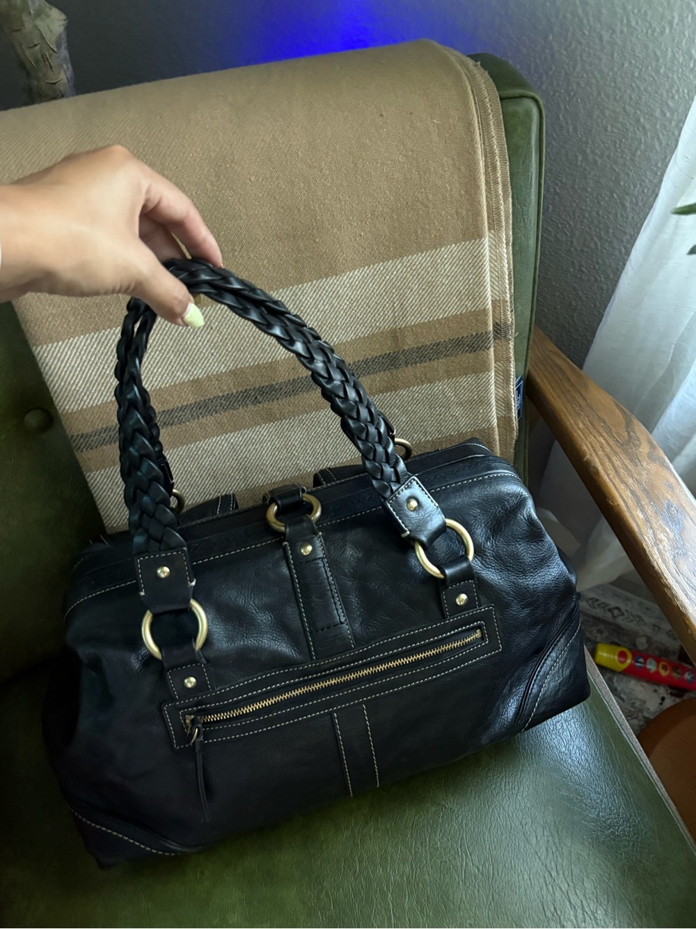 COACH Y2K BLACK VACHETTA LEATHER LG DAPHNE DOCTOR SATCHEL TOTE BAG 3569 black - Picture 5 of 16